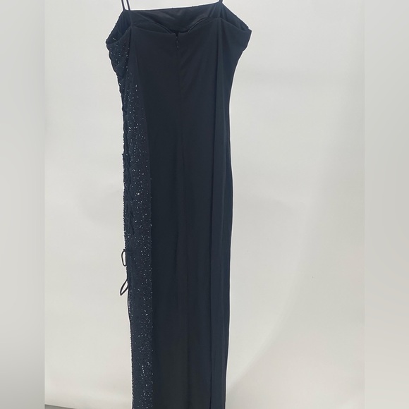 Niki By Niki Levi’s Black Formal Dress With Beading Laces Up The Side - Picture 6 of 10